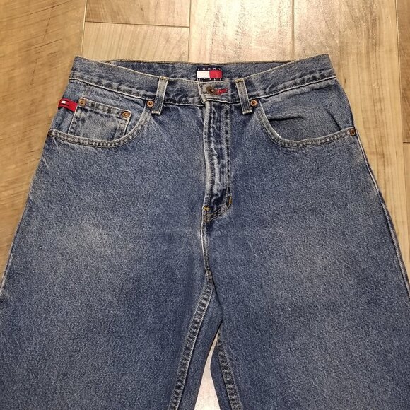 Vintage Tommy Hilfiger T Freedom Blue Jeans 30 Mens Flag Logo y2k USA Made 29x31 - Picture 3 of 16